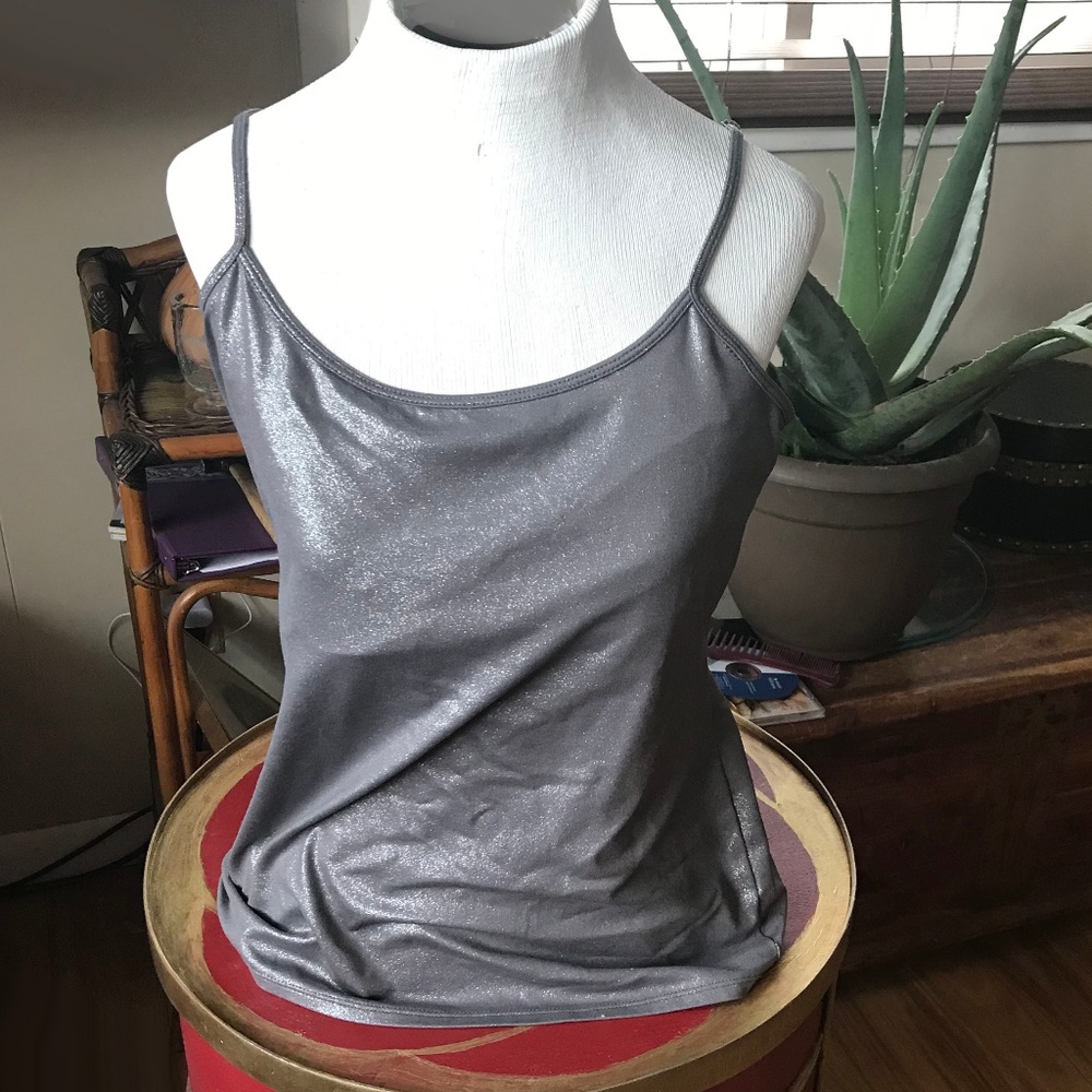 Metallic grey camisole with sewn in bra